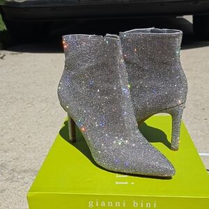 Gianni Bini Glittering Silver Heeled Boots